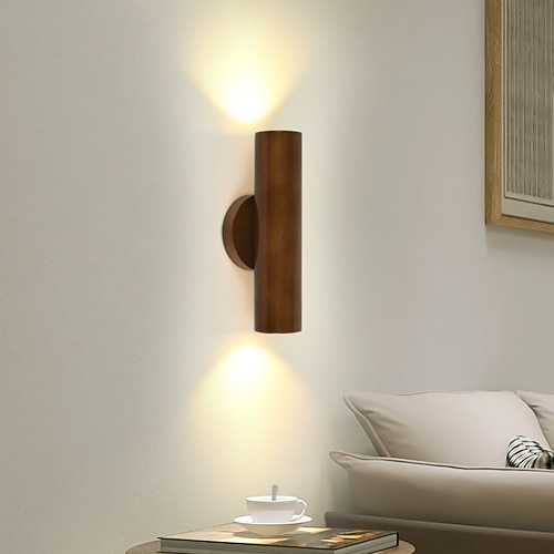 Holz warmweiße Wandlampe für Eingangstreppengang Wohnzimmerwand Veranda Dekoration 1Stk Image
