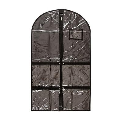 Kleidersack für Kinder mit 3 Reißverschlusstaschen, transparente PVC-Kleiderhülle mit Polyesterrückseite, staubdichte Hängeaufbewahrungstasche für Kleider, Kostüme, Reisen, Wettbewerbe Image
