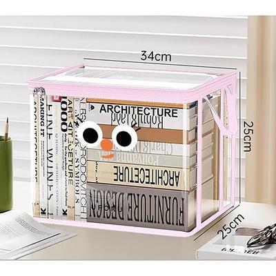 Bücheraufbewahrungstasche für Kinder und Studenten, durchsichtige, faltbare, staubdichte Organizer-Tasche für Bücher und Notizbücher, Schreibtisch-Aufbewahrungsbox für den Gebrauch zu Hause oder in Image