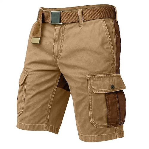 Herren Cargo-Shorts Outdoor Shorts Freizeitshorts Wander-Shorts Patchwork Mehrere Taschen Gerader Schnitt Farbblock tragbar Feuchtigkeitsableitend Knielang Outdoor Lässig Täglich Mode Klassicher Stil Image