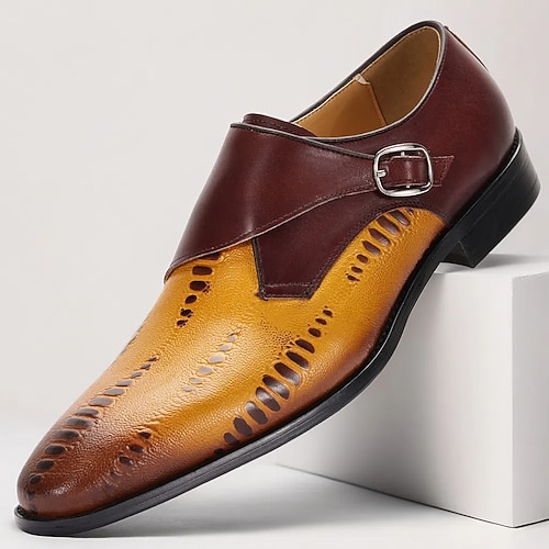 Herrenschuhe aus hochwertigem Leder mit Monkstrap und perforierten Details für formelle Anlässe und Geschäftstreffen Image