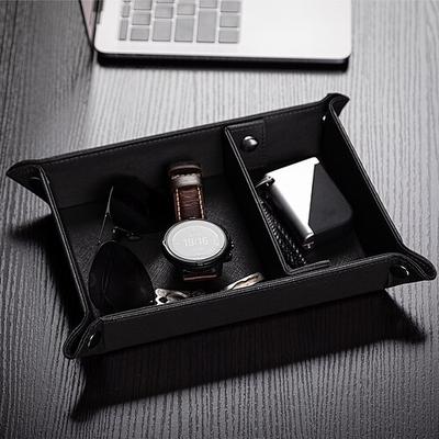 PU-Leder-Schreibtisch-Organizer-Tablett, Schlüsselhalter mit mehreren Fächern, Schmuck Make-up-Aufbewahrungstablett, hochwertiger Leder-Eingangsorganizer für Zuhause oder das Büro Image
