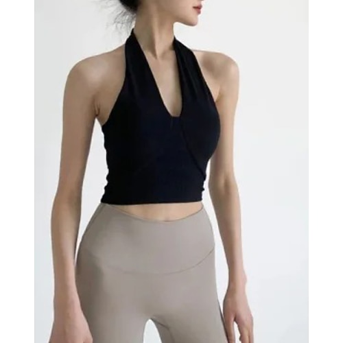 Damen BH-Oberteil Neckholder BH-Top Bequem Atmungsaktiv Einfach Sport Sportkleidung Schwarz Weiß Yoga Fitness Leger