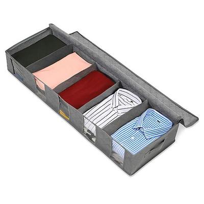 Aufbewahrungstasche für unter das Bett mit 5 Fächern und transparentem Fenster, faltbarer Unterbett-Organizer aus Vlies für Kleidung, Schuhe, Decken, Bettwäsche, platzsparend im Schrank Image
