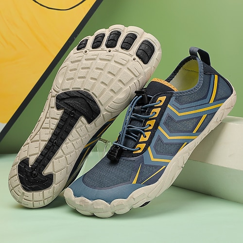 Herren Sneaker Barfußschuhe Upstream-Schuhe Canyoning Lässig PU Leder Netz Atmungsaktiv Bequem Rutschfest Schnürung Schwarz / Rot Schwarz Königsblau Sommer Frühling Image