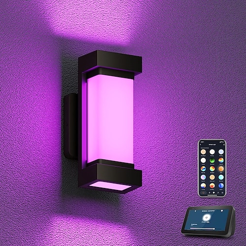 LED-Wandleuchte für den Innen- und Außenbereich, 2 Köpfe, Tuya Amat App, einstellbarer Abstrahlwinkel, LED-Verandalampe, Außenlampe, 110–240V Image