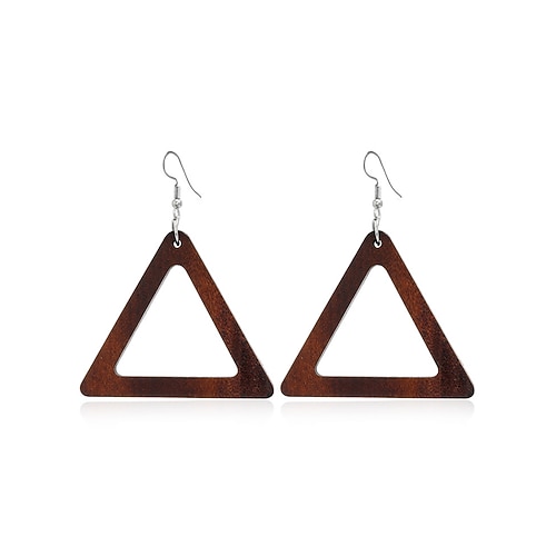 Boho-Ohrhänger aus Holz für Damen – verschiedene geometrische Formen, leichter Statement-Schmuck aus Naturholz, perfekt für lässige Looks, Strandurlaube und Sommerfestivals Image