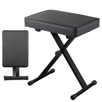 Keyboard Bench X-Style Cushion Padded Piano Bench Adjustable Collapsible Stool