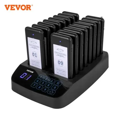 VEVOR Restaurant Wireless Guest Paging System 16-20 Beepers Queuing Calling Pagers 300-500m