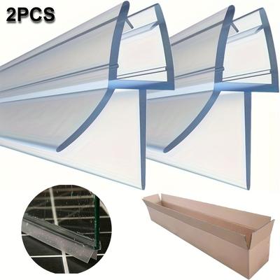 TEMU 2pcs Frameless Shower Door Seal Strips - Leakproof, Bathroom Dry, With Box, Flexible For , Durable & Waterproof Seal For Shower Doors Image