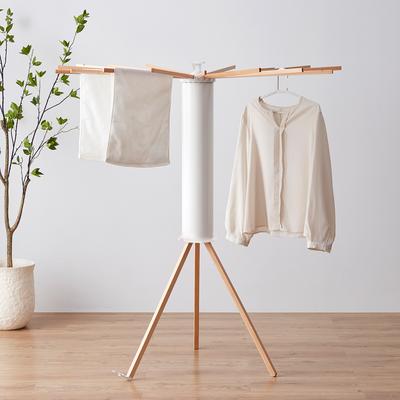 TEMU Foldable Clothes Fan Tower Tripod Clothes Dryer Tripod Clothes Fan Space Saving Clothes Dryer For Room Laundry Room Bathroom (wood/aluminum) Image