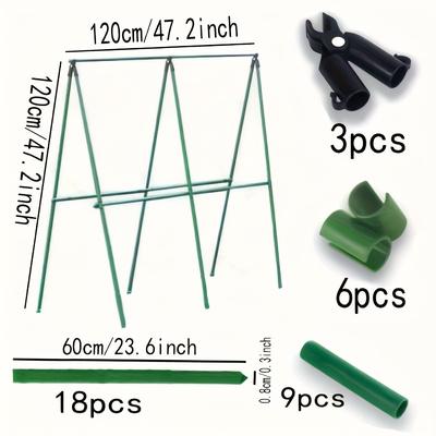 TEMU Set Of 18 Durable Metal Climbing Plant Garden Stakes - Vine Support Poles For Tomatoes, Grapes, And Pomegranates - Essential For Greenhouse And Outdoor Gardening Image