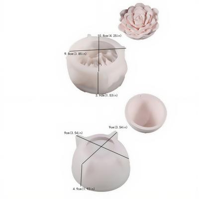 TEMU 1pc Diy Flower Candle Silicone Mold - Pink Floral Craft Mold For Decorative Decor, Irregular Shape, Candles And Creative Crafting, Candle Molds Image
