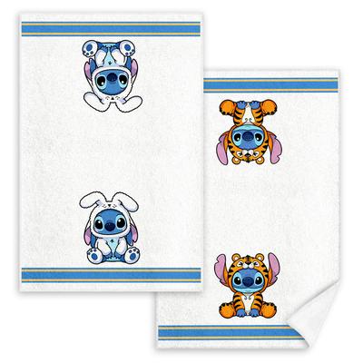 TEMU 2pcs Stitch Hand Towels - Cute Cartoon Tiger & Rabbit Design, Soft Absorbent Polyester, Towels For Home Decor, Housewarming & Holiday Gifts, Housewarming Gifts | Design | Durable Hand Towels Image