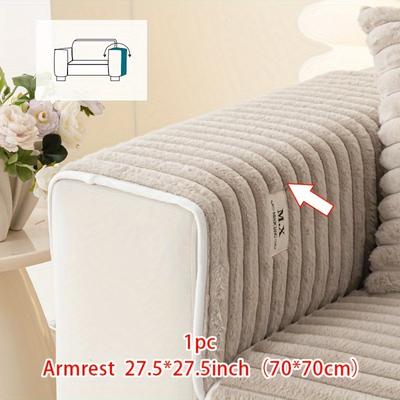 TEMU Modern Plush Sofa Cover - , Pet-friendly, Machine Washable, Non-slip, Fits Armchair To Sectional Sofas - Polyester, Quilted Design, 1pc Image