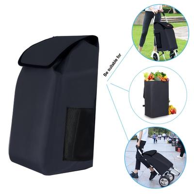 TEMU 1pc Grey Waterproof Shopping Cart Bag - Durable, Thickened Plastic Trolley Hand Truck Bag With Wheels, Folding Grocery Storage Replacement For Shopping Trolleys, Grocery Cart Bag, Sturdy Image