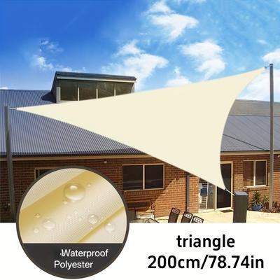 TEMU Upf50 Waterproof Sunshade Sail Canopy, 78.74-inch Triangular Design With 95% Uv Protection, Beige Fabric For Garden, Carport, And Outdoor Patio - Includes Securing Ropes Image