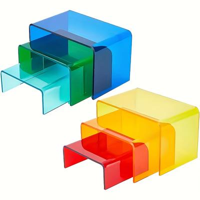 TEMU 6- Acrylic Display Stands - Durable Plastic Pedestals For Showcasing, No Electricity Needed, Versatile Design For Home & Retail Use Image