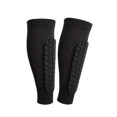 TEMU 1 Pair = 2 Outdoor Sports Honeycomb Anti-collision Running Football Game Calf Socks For Mountaineering, Cycling And Training Image