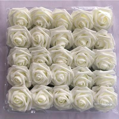 TEMU 25pcs Lifelike White Rose Artificial Flowers, 3-inch - Wedding Decor, & Day Gifts, Realistic Touch Roses For Special Occasions, Bouquet Accessories Image