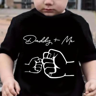 "TEMU " Theme T-shirt For - Fun "mommy & Daddy" Birthday Gift, Comfortable Short Sleeve Crew Neck Tee With Handprint Design, , Spring/summer/fall, , Clothing | Graphic Tee | Crew Neck" Image
