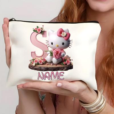 TEMU For Hello Kitty A-z Initial Clutch Bag - Customizable Name, , Zippered Women's Purse, Travel, Teacher Appreciation Gift, Or Daily Use, Everyday Clutch | Purse | Customizable Accessory, Purse Image