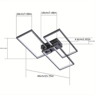 TEMU Modern 63w Led Ceiling Light With Remote Control - Polished Metal , Dimmable Warm White//neutral For Living Room, Kitchen, Dining Area, Bedroom, Office, And Hallway - Energy-efficient, Image