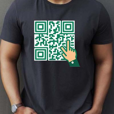 TEMU Qr Code Print Tee Shirt, Tees For Men, Casual Short Sleeve T-shirt For Summer Image