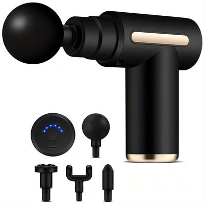 TEMU Portable Fascia Massage - Usb Rechargeable Handheld Massager With Led Touch Screen, Rechargeable, 4 Interchangeable Massage Heads, Low Operating Voltage, Abs Material, 18650 Lithium Battery.