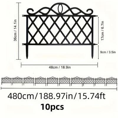 TEMU 10pcs/4pcs Decorative Wave Fence - Plastic Fences, Dog Animal Barrier, Arched Flower Bed Border Edging, Yard Patio Outdoor Decorative Mesh Fence Panels Image