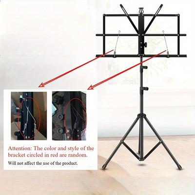 TEMU Portable Folding Music Stand - Suitable For Piano, Guitar, Ukulele And Violin Music Sheets | Durable Alloy Structure, With Adjustable Height And Carrying Bag, Music Stand For Musicians