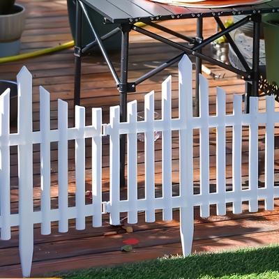 TEMU 2d Flat, 12pcs Flexible White Plastic Garden Fence With Stakes - Versatile Landscape Edging For Lawns, Gardens & Outdoor Decor Image