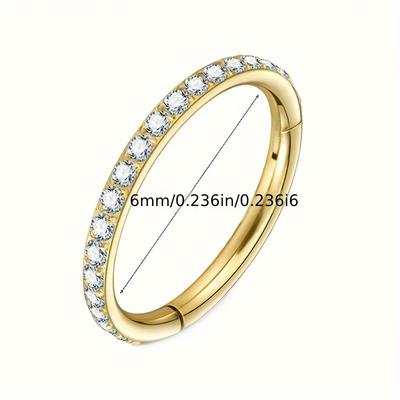 TEMU 1pc 16g Steel Synthetic Zirconia Elegant Seamless Nose Ring & Hoop Earring, Elegant Daily & Party Jewelry For Women, Ideal For Birthday, Valentine's Day, Valentine's Day Gift Image