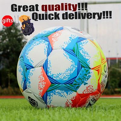 TEMU 1pc Leather Soccer Ball, High Elasticity & Wear Resistance, Adult Training & Football With Needle & Net Included - Ideal For Halloween/christmas/thanksgiving/new Year/, Classic, Hot Glue, Gift Image