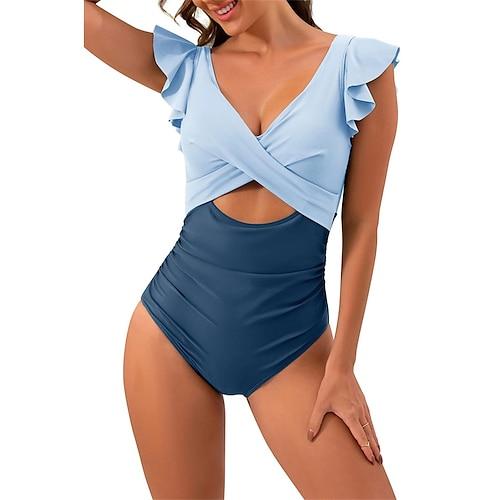 Femmes Maillot de bain 1 pièce Dos Nu Découpé Maillot de Bain Patchwork Maillots de Bain Noir Rose Claire Respirant Séchage Rapide Sans manches - Natation Surf Plongée en apnée Été