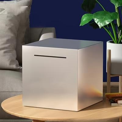 TEMU Stainless Steel Piggy Bank, A Student Internet Celebrity Savings Box That Only Allows , A Box. Image