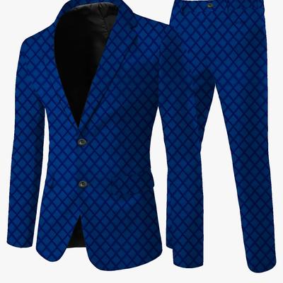 TEMU Fashionable Diamond-patterned Art Print, High-end Wrinkle-free Plus-size Suit Set, Plus Size Image