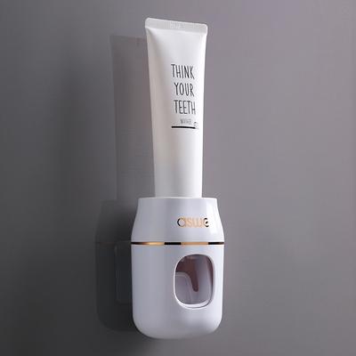 TEMU 1pc Automatic Toothpaste Dispenser, Wall-mounted Plastic Toothbrush Holder Set With Squeezer, No-drill Bathroom Toothpaste Organizer, Image