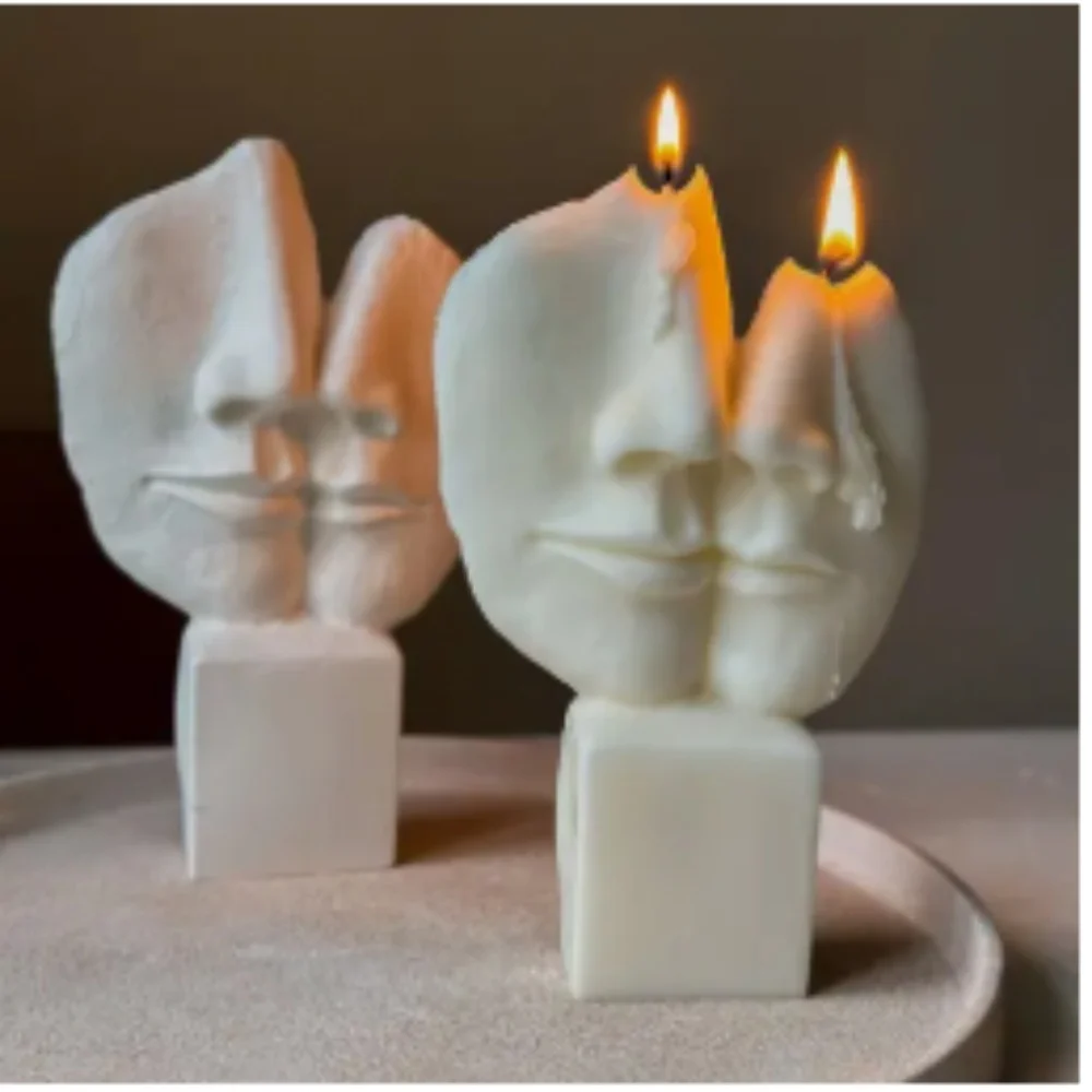 Kreative ästhetische Gesichts-Silikon-Kerzenform, 1 Paar 3D-Silikon-Ohrform, menschlicher Körper, Gesicht, Torso, Duft, Seife, Dekor, elegantes Geschenk Image