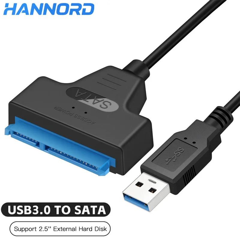 Hannord Sata auf USB 3.0-Kabel, 2,5 Zoll externes Festplatten-Adapterkabel für 2,5 Zoll HDD und SSD-Festplatten-Datenübertragung Image