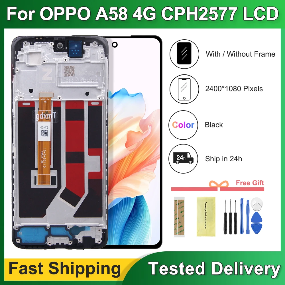 Für Oppo A58 5G LCD Display Touch Screen mit Rahmen für OPPO A58 4G CPH2577 Telefon Ersatz Montage Image
