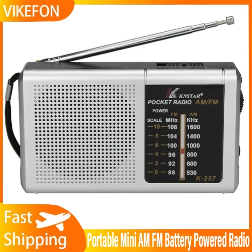Mini-AM/FM-Radio, Teleskopantenne, Vollwellenband, multifunktionale Radios, eingebauter Lautsprecher, AA-Batterie, für ältere Menschen Image