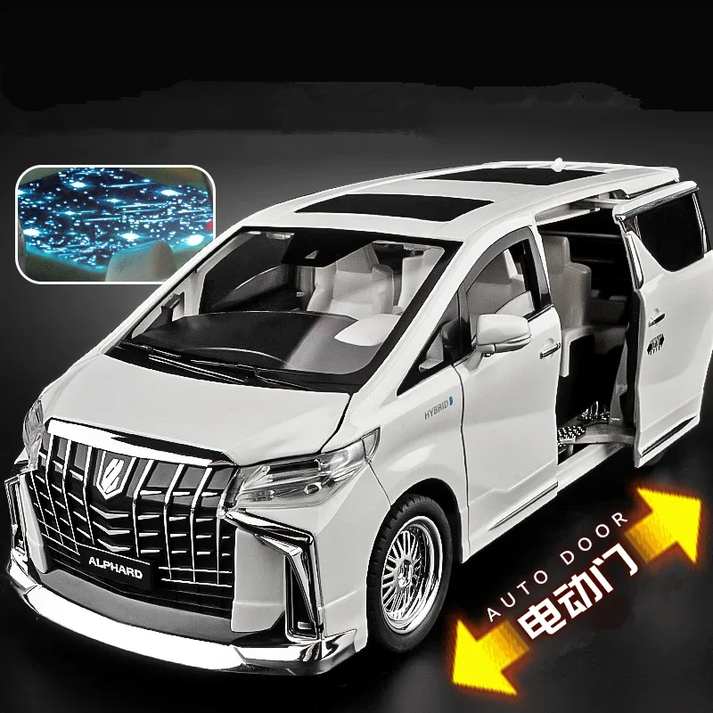 Große 1/18 Toyota Alphard MPV Legierung Auto Modell Druckguss Metall Spielzeug Fahrzeuge Auto Modell Simulation Sound und Licht Kinder Geschenk Image