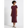 Midikleid STREET ONE, Damen, Gr. 38, EURO-Größen, rot (schwarz cherry rot), Stoff, 75% Viskose, 20% Polyester, 5% Elasthan, unifarben, casual, normal wadenlang, Rundhals, Kurzarm Umschlagbund, Kleider, mit Rundhalsausschnitt