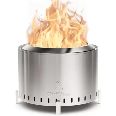 22" Stainless Steel Smokeless Fire Pit, Outdoor Protable Smokeless Wood Burning Fire Pits for