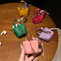Mini borsa per cuffie con cestino piccolo per Airpods 4 Portachiavi per auto in pelle con ciondolo Borsa per auricolari Bluetooth creativa Borsa per piccoli oggetti