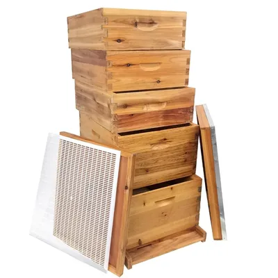 5-Layer Bee Hive,Beehive Kit Langstroth Bee Hive Coated with 100% Beeswax Includes 2 Deep Bee