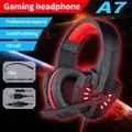Cuffie A7 Cuffie da gioco cablate Auricolari Musica per computer con microfono Cuffie stereo SVirtuale Surround Bass LED Light Gamer