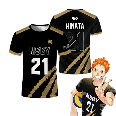 Summer Hinata Shoyo Black Jackal Volleyball Jersey T-shirt Haikyuu MSBY Anime Jerseys Print Tee