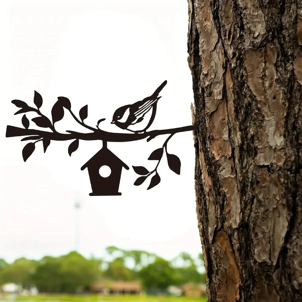 DDPNKL-Piquet de jardin Silhouette en métal, rangée de Rotterdam, art de la cour en métal, décorations d'arbre de jardin, décoration extérieure